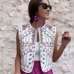 Mauve Magic Boho Embroidered Vest